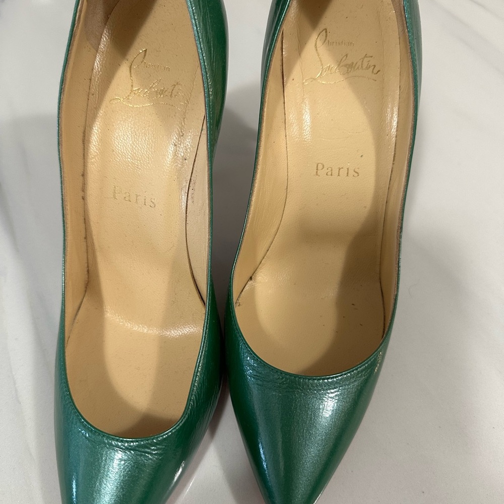 Christian Louboutin Green Heels with Patent Finish